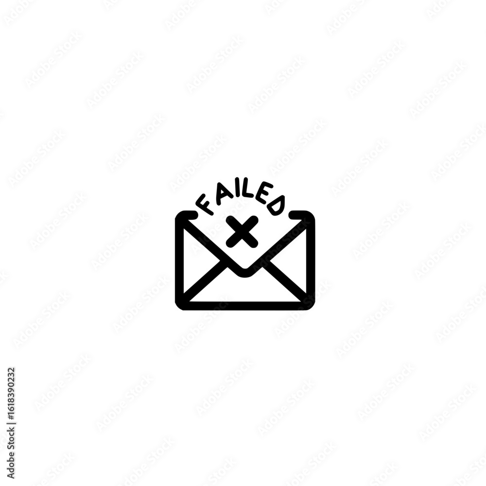Poster failed mail envelope icon vector illustration representing error message or delivery problem