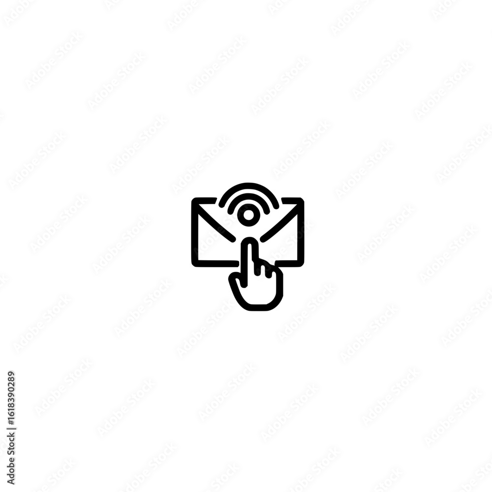 Poster secure mail icon vector with fingerprint element representing confidential email or identity