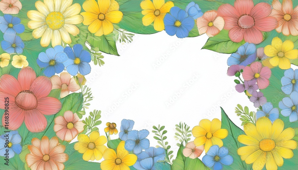 Poster frame of summer flowers based on generative ai