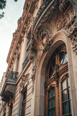 Obraz premium Ornate Architectural Detail of Historic Building with Elegant Features