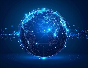 Obraz premium Digital globe with glowing network and data points – Generated image