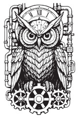 Steampunk Owl on Gears.
