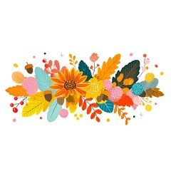 Thanksgiving watercolor floral border with autumn leaves in warm earthy tones, ideal for greeting cards, seasonal invites, fall decor designs, festive print templates, and rustic digital graphics