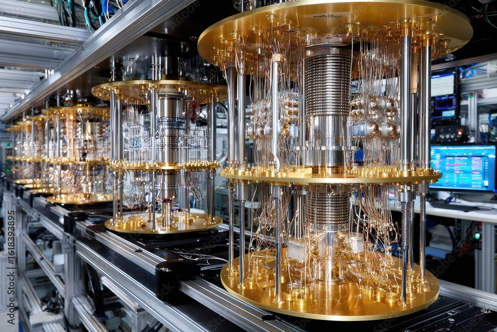 Aufkleber quantum computing technology showcased in a modern laboratory setting with advanced equipment