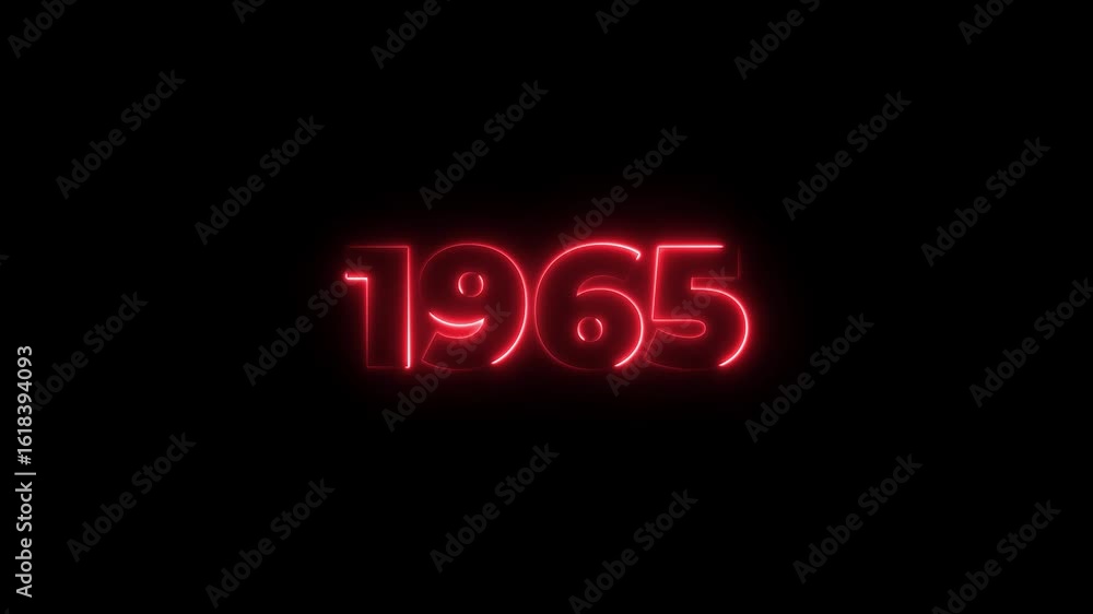 Poster 1965 neon line text. abstract 1965 neon text animation, glowing neon number text background 4k anima