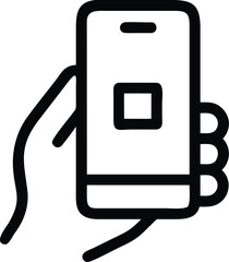 Smartphone in Hand Icon Minimal Line Drawing of Mobile Device for Apps, UI, and Communication Tools