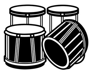 Four drums arranged in a musical composition silhouette