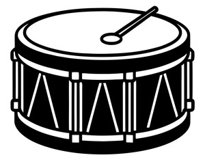 Classic snare drum with drumstick silhouette