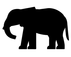 African elephant silhouette standing isolated on white background