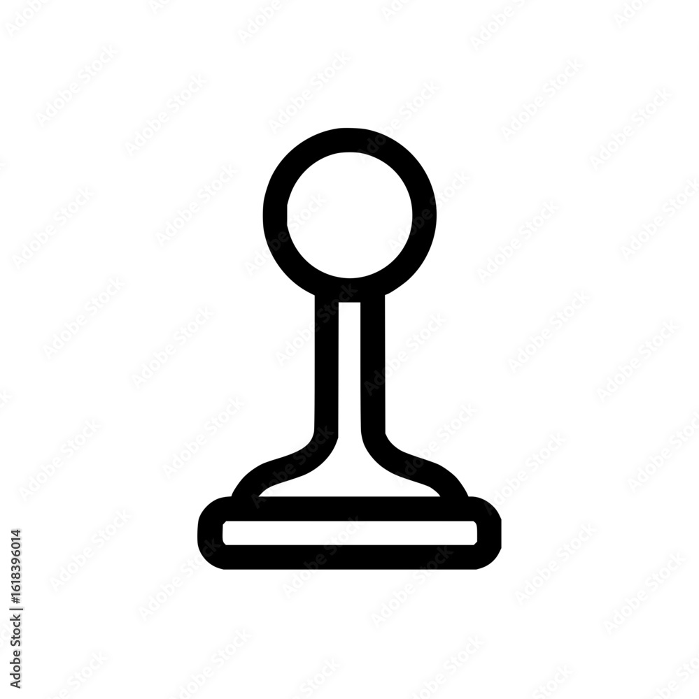 Poster a simple black and white line drawing of a stamp with a circular top and a rectangular base design i