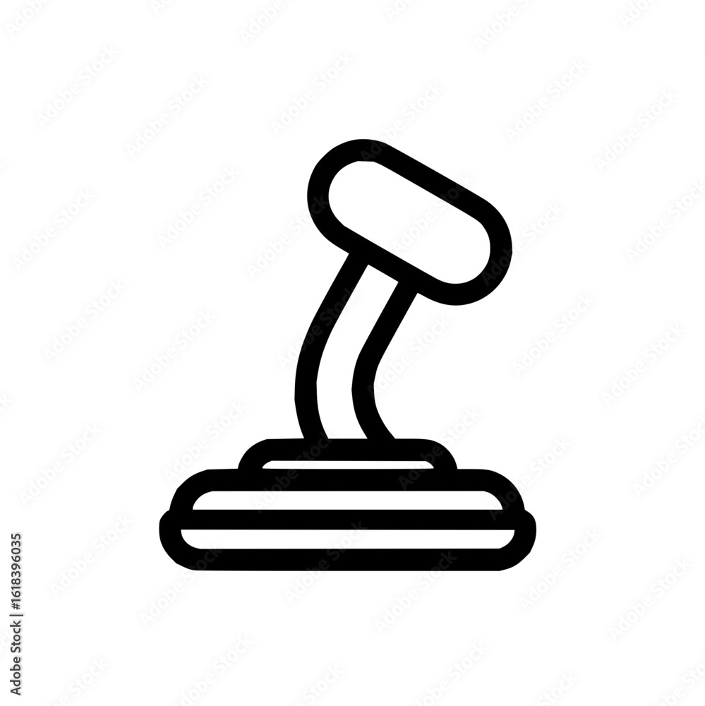 Poster a simple line drawing of a gear shift lever with a curved handle and a layered base on a white backg