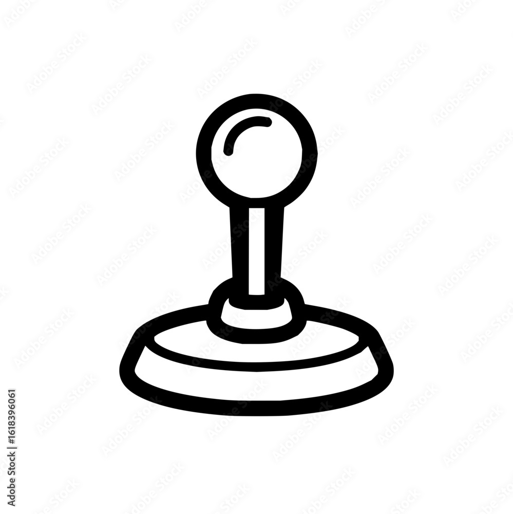 Poster a simple black and white drawing of a stamp with a round handle and a circular base on a white backg