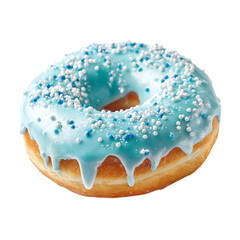 Blue donut on white back on transparent background