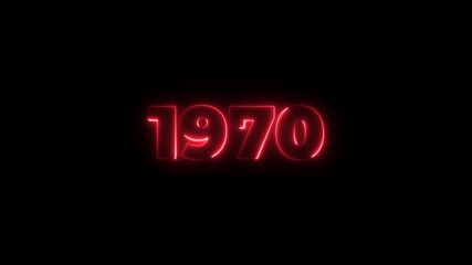 1970 neon line text. Abstract 1970 neon text animation, Glowing neon number text background 4k animation. Concept of counting years. Past year technology concept. - Powered by Adobe