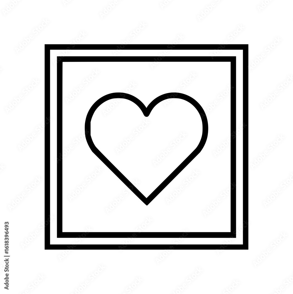 Poster heart outline inside a square frame with double border creating a simple and clean graphic design el
