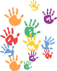 Hand Rainbow Print Isolated on White Background Colorful Child Handprint Vector Illustration