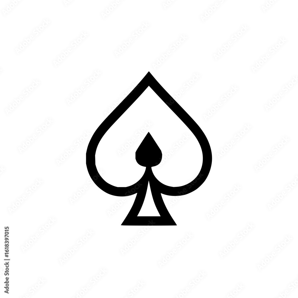 Poster a simple black spade symbol with a pointed base and curved sides isolated on a white background desi