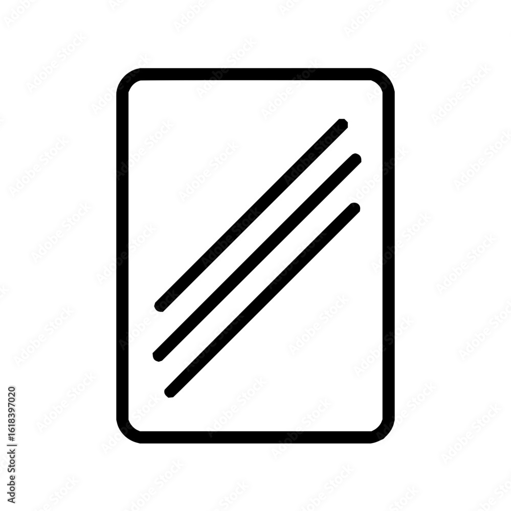 Poster A simple icon of a rounded rectangle containing three diagonal lines indicating a specific function or state
