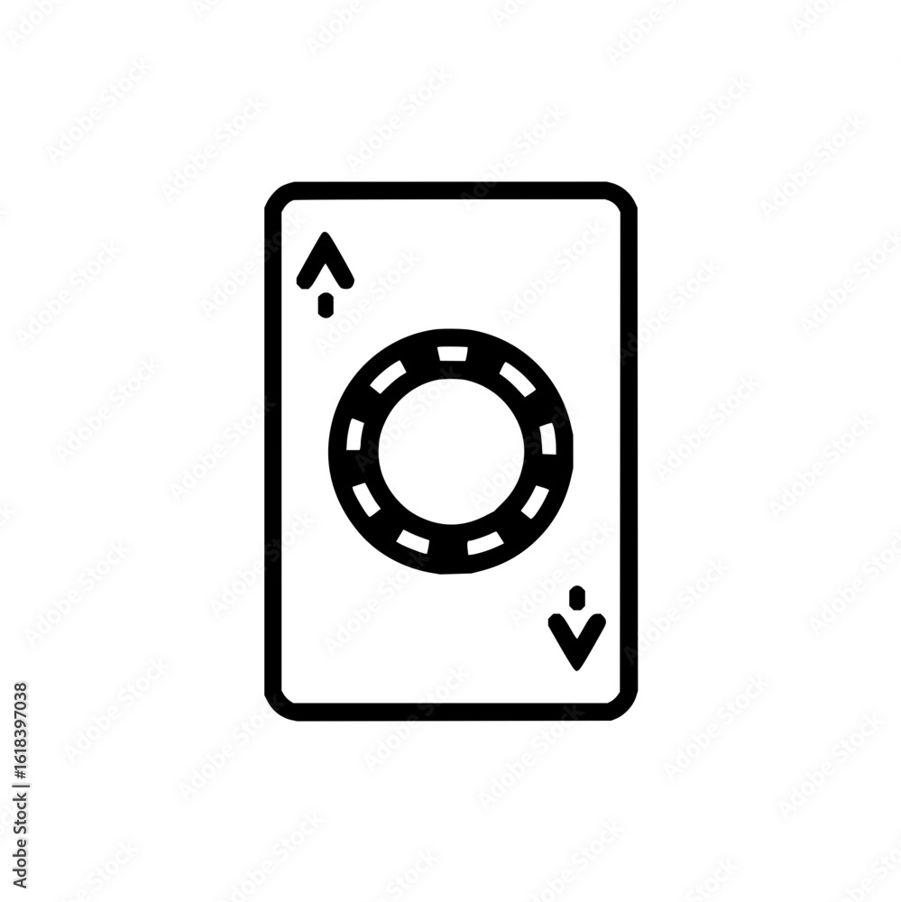 Poster illustration of a playing card with an ace symbol and a circular design in the center of the card