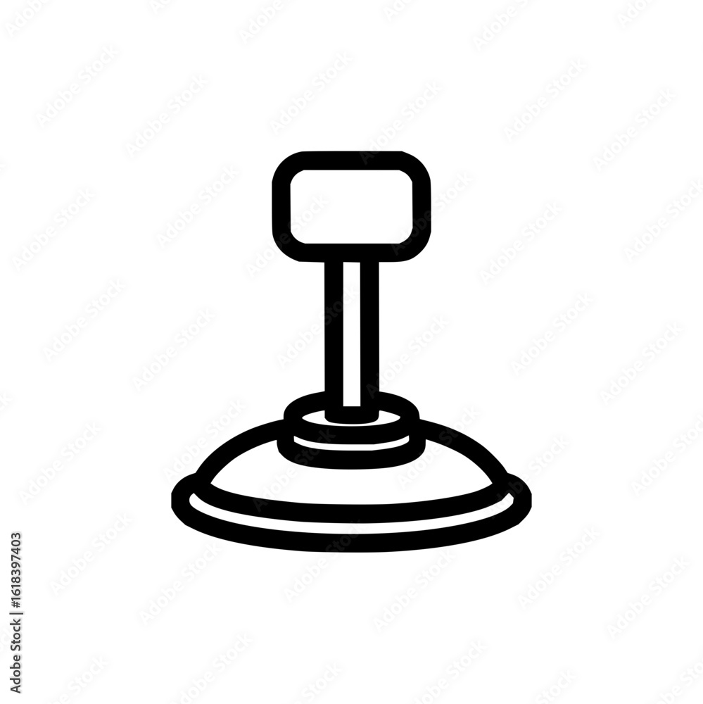 Poster a simple line drawing of a plunger with a rectangular handle and a rounded base on a white backgroun