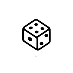 A simple line drawing of a six sided die with rounded edges and black dots representing the numbers ooooooooo