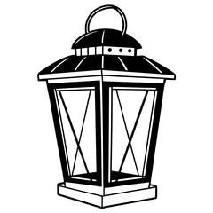 Classic lantern with geometric panes silhouette