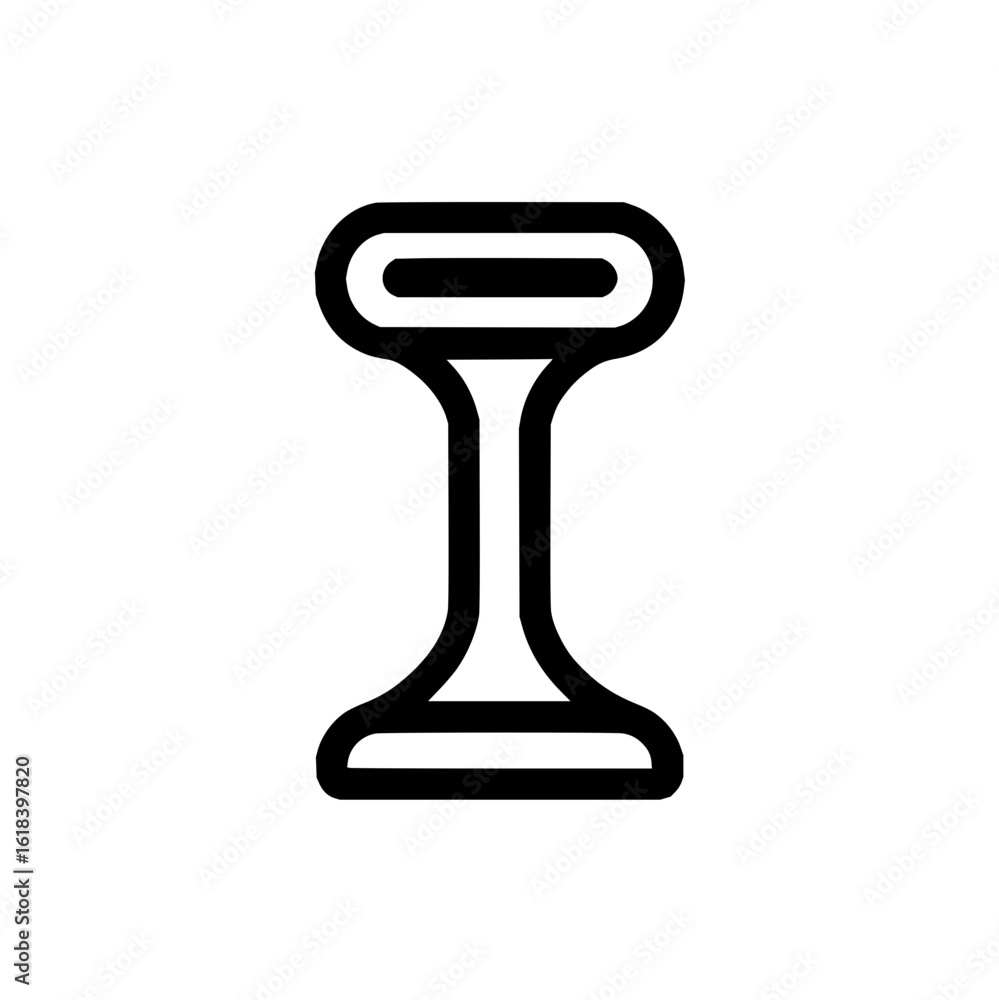Poster a stylized illustration of a black dumbbell shape with rounded edges on a white background in a simp