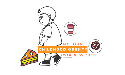 National Childhood Obesity Awareness Month. Obesity Concept Design Background. 