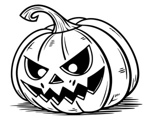 Scary jack o lantern halloween pumpkin silhouette
