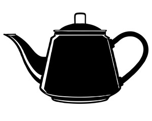 Classic black teapot silhouette with a handle and spout