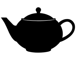 Classic black teapot silhouette for beverage and kitchen concepts