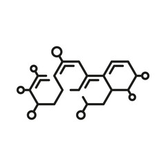 Stylized chemical structure with hexagonal rings and functional groups, ideal for scientific-themed designs and educational materials.