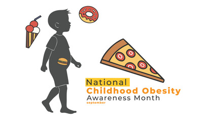 National Childhood Obesity Awareness Month. Obesity Concept Design Background. 