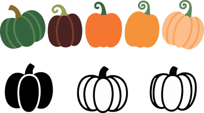 Festive pumpkin patch assortment for autumn harvest design and creative seasonal celebrations - Powered by Adobe