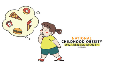 National Childhood Obesity Awareness Month. Obesity Concept Design Background. 