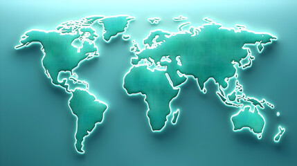 Glowing Teal World Map Graphic