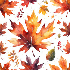 Fototapeta premium Autumn leaves create a vibrant tapestry of color in a serene outdoor setting