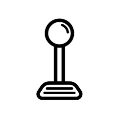 Illustration of a gear stick with a round knob and a base with two lines in a simple black outline