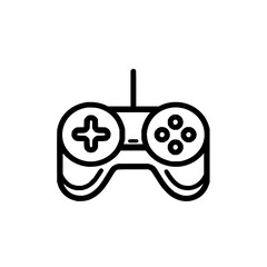 Illustration of a simple black and white game controller with a plus and circle button design element