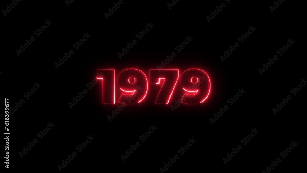 Poster 1979 neon line text. abstract 1979 neon text animation, glowing neon number text background 4k anima