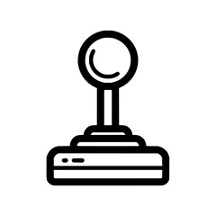 A black and white line drawing of a stamp with a round handle and a rectangular base on a white background