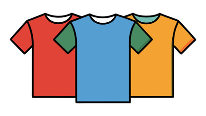 Three colorful t shirts in a row silhouette