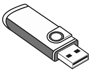 Simple usb flash drive in a clean line art silhouette