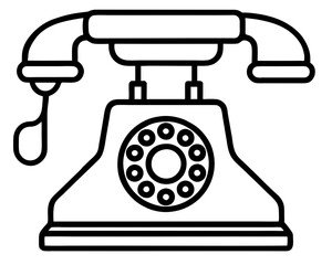 Vintage rotary dial telephone outline silhouette