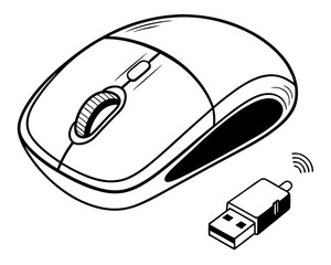 Wireless computer mouse and usb receiver silhouette