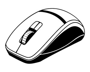 Modern computer mouse with scroll wheel silhouette