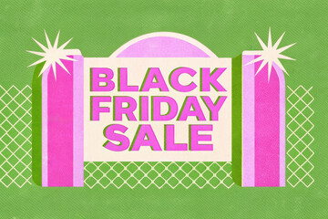 Colorful advertisement promoting special Black Friday sale in an eye-catching design on a bright green background