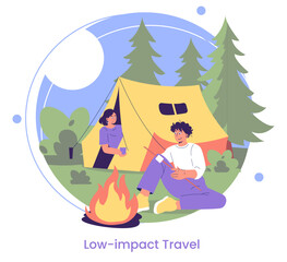 Outdoor Camping Relaxation with Campfire and Tent