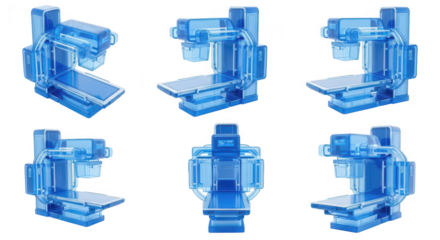 Transparent model of medical imaging device in various perspectives for medical illustration & educational purposes