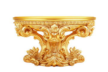 Elegant Decorative Gold Pedestal Stand Cutout on Transparent Background